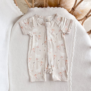 Short Sleeve Bamboo Growsuit - Spring Meadow