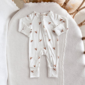 Long Sleeve Bamboo Growsuit - Honey Bee