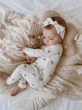 Load image into Gallery viewer, Long Sleeve Bamboo Growsuit &amp; Topknot Bundle - Honey Bee