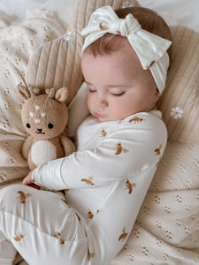 Long Sleeve Bamboo Growsuit & Topknot Bundle - Honey Bee