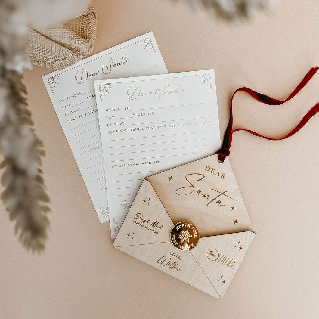 'Dear Santa' Wooden Letter Envelope - Personalised