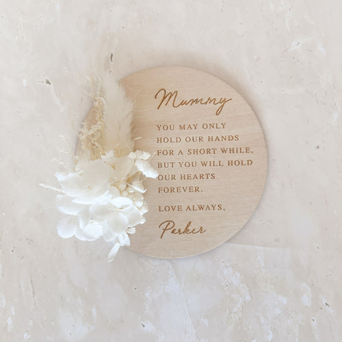 Mother's Day 'Hand & Heart' Quote Personalised Dried Floral Magnet - 10cm