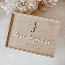 Load image into Gallery viewer, Wooden Personalised Baby Keepsake Box *