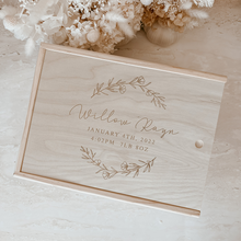 Load image into Gallery viewer, Wooden Personalised Baby Keepsake Box *