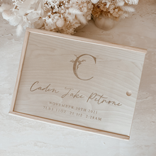 Load image into Gallery viewer, Wooden Personalised Baby Keepsake Box *