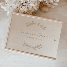 Load image into Gallery viewer, Wooden Personalised Baby Keepsake Box *