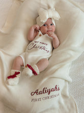 Load image into Gallery viewer, Personalised First Christmas Heirloom Classic Knit Blanket - Vanilla