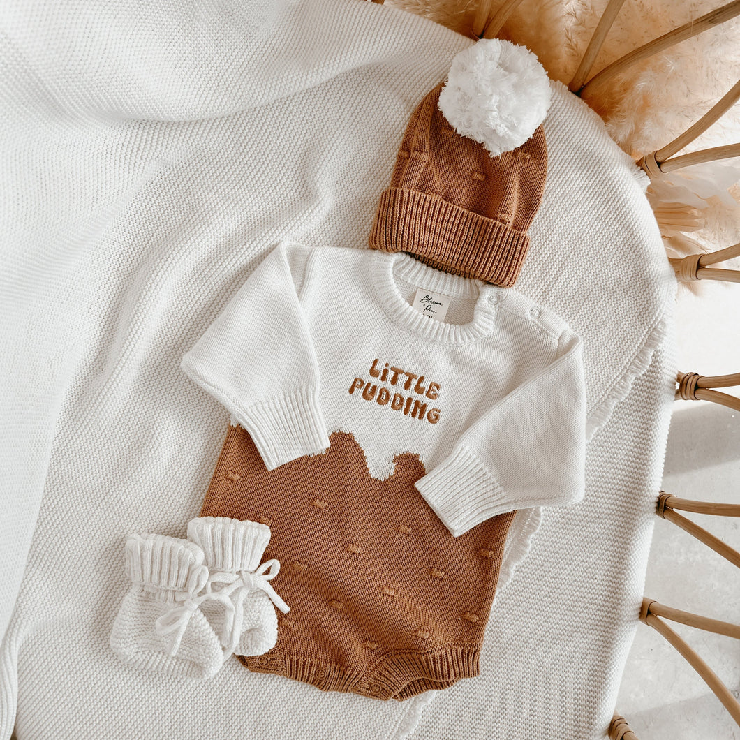 Little Pudding Long Sleeve Knit Bundle - Beanie & Booties