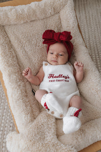 Personalised First Christmas Singlet Knit Romper - Milk