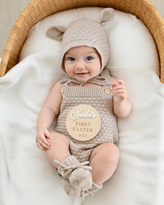 Lamb Singlet Knit Romper Bundle - Fawn