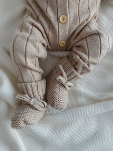 Ribbed Knit Romper & Beanie Bundle - Fawn NB PRE ORDER EST DISPATCH LATE DEC