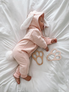 'Little Bunny' Hoodie Zip Romper - Pink