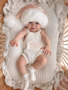 Personalised First Christmas Singlet Knit Romper - Milk