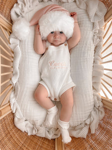 Personalised First Christmas Singlet Knit Romper - Milk