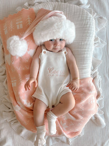 Personalised First Christmas Singlet Knit Romper - Milk