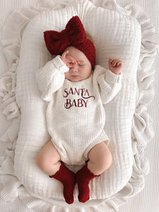 'Santa Baby' Long Sleeve Knit Romper