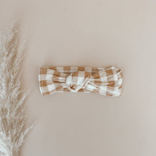 Load image into Gallery viewer, Caramel Gingham Bamboo Topknot