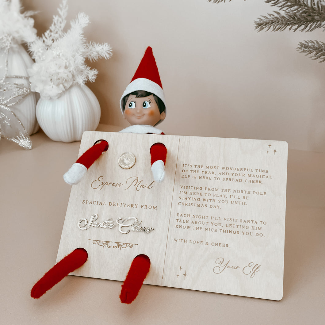 Wooden Elf Arrival Postcard - Non Personalised