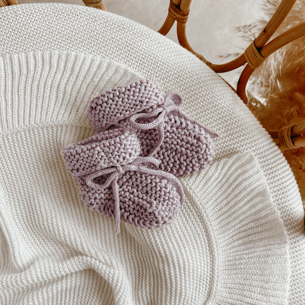 Lavender Knit Booties -Newborn-6M