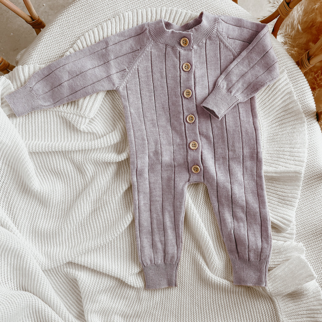 Ribbed Knit Romper - Lavender