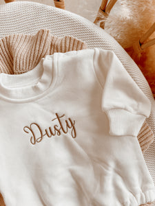 Long Sleeve Personalised Bubble Romper - Milk