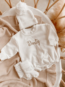 Long Sleeve Personalised Bubble Romper - Milk