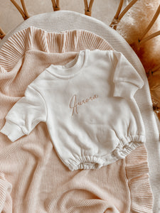 Long Sleeve Personalised Bubble Romper - Milk