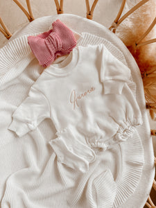 Long Sleeve Personalised Bubble Romper - Milk