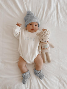 Long Sleeve Personalised Bubble Romper - Milk