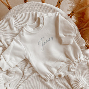 Long Sleeve Personalised Bubble Romper - Milk