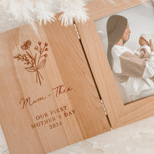 Load image into Gallery viewer, &#39;Our First Mother&#39;s Day&#39; Personalised Wooden Photo Frame