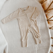 Load image into Gallery viewer, Ribbed Bamboo Zip Growsuit - Vanilla