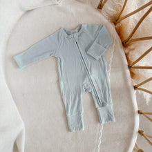 Load image into Gallery viewer, Ribbed Bamboo Zip Growsuit - Sky Blue