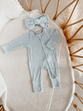 Load image into Gallery viewer, Ribbed Bamboo Zip Growsuit - Sky Blue