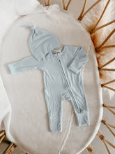 Load image into Gallery viewer, Ribbed Bamboo Zip Growsuit - Sky Blue