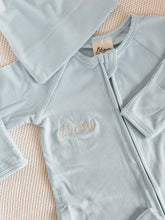 Load image into Gallery viewer, Ribbed Bamboo Zip Growsuit &amp; Beanie Bundle - Sky Blue