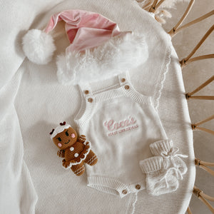 Personalised First Christmas Singlet Knit Romper - Milk