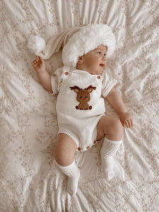 Reindeer Singlet Knit Romper