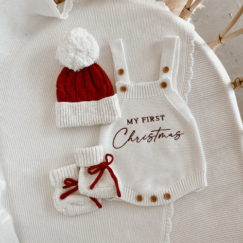 'My First Christmas' Singlet Knit Romper Set (PRE ORDER Est dispatch late October)