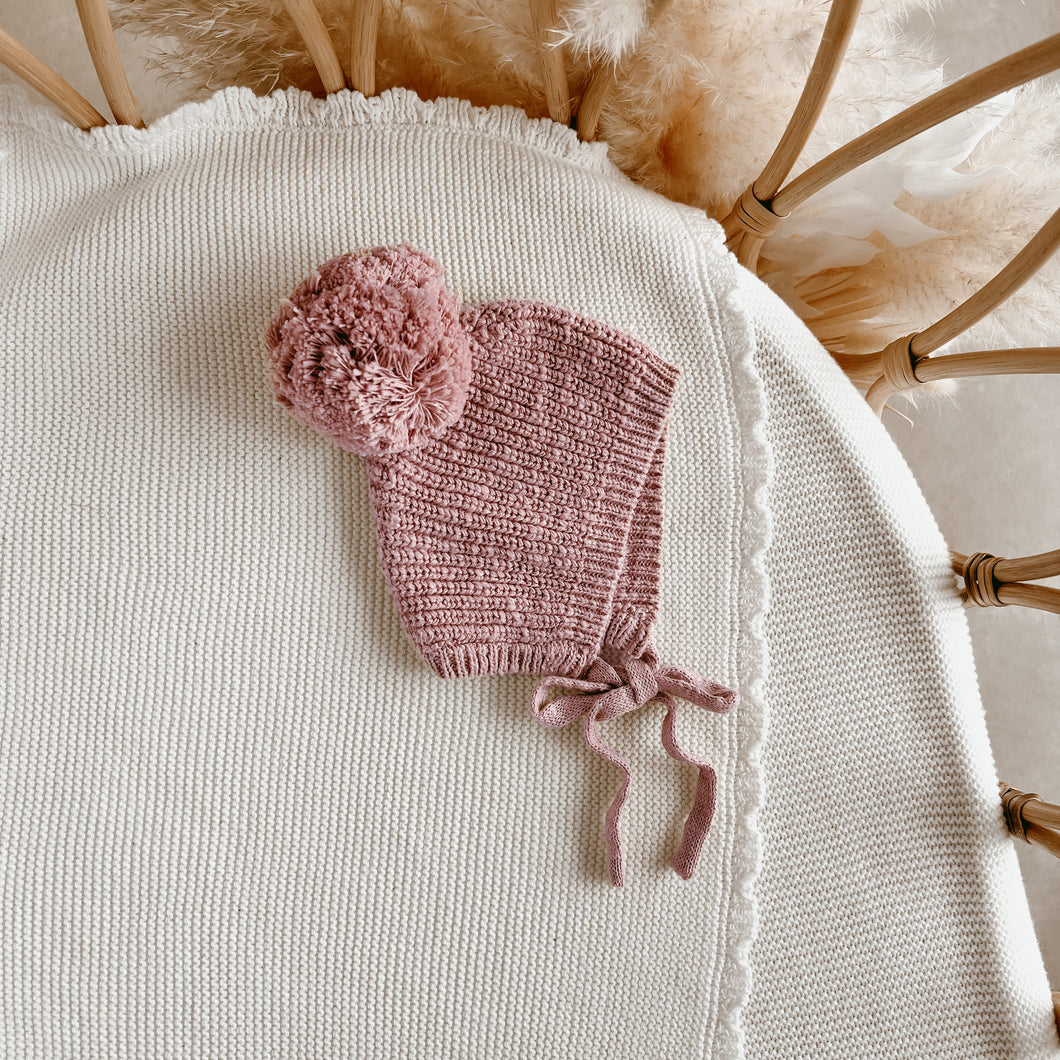 Chunky Knit Bonnet - Lilac