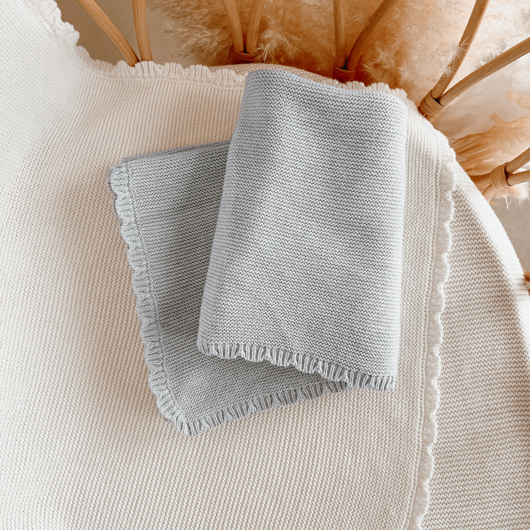 Personalised 'First Easter' Scallop Knit Blanket - Powder Blue