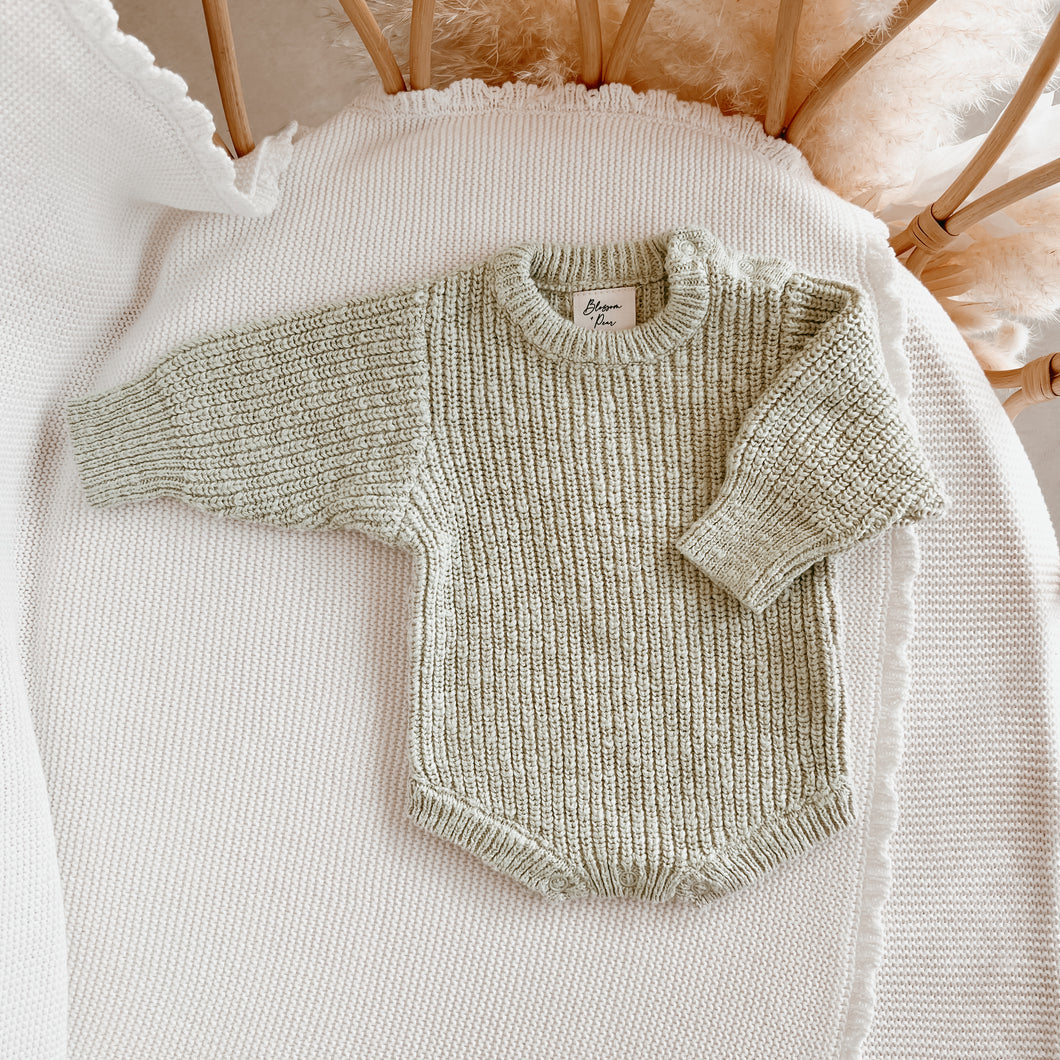 Chunky Knit Romper - Pear