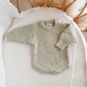 Personalised 'First Easter' Chunky Knit Long Sleeve Romper - Pear