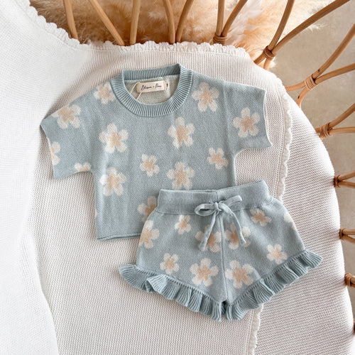 Blue Daisy Knit Set