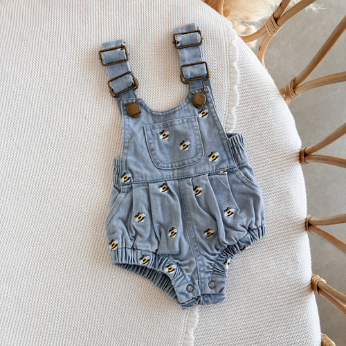 Denim Bee Overalls - Blue