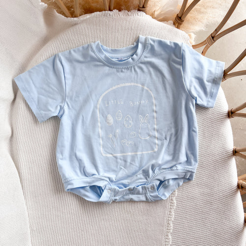 'Little Bunny' Slouch Romper OR Tee - Blue (NB-7Y)