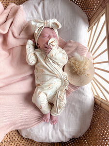 Long Sleeve Bamboo Growsuit & Topknot Bundle - Spring Meadow