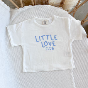 'Little Love Club' Big Logo Tee - White & Blue