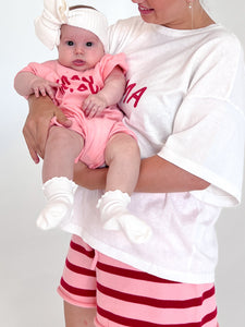 'Mama Club' Tee and Knit Shorts Bundle - White & Red