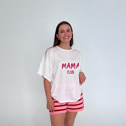 'Mama Club' Tee - Red & White